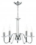 Dar Pique 5 Light Pendant Polished Chrome Clear Crystal