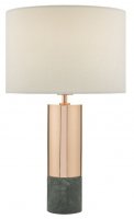 Dar Digby Table Lamp Copper & Green with Shade