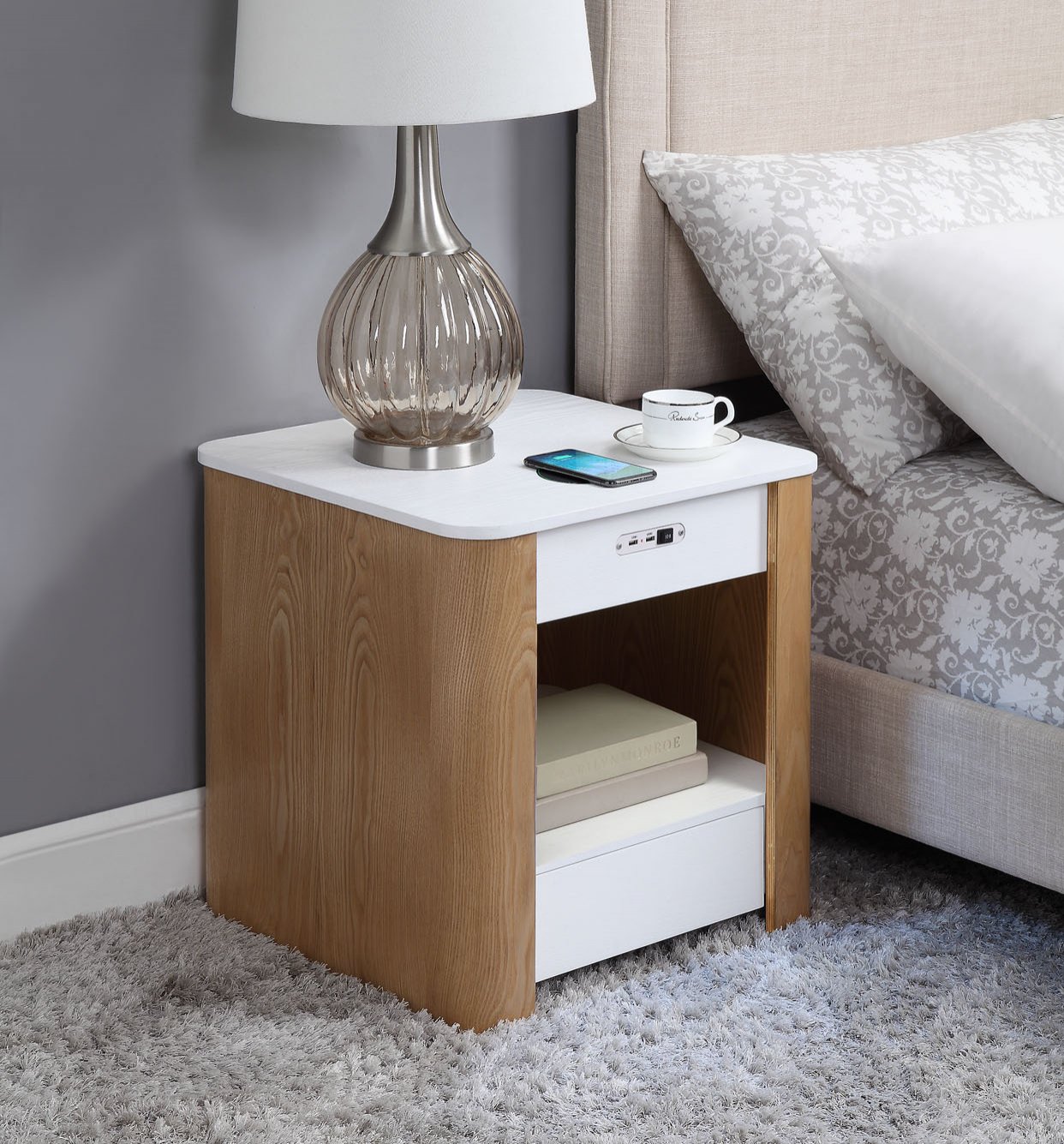 Jual San Francisco Smart Bedside/Lamp Table with USB & Charger at