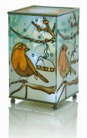 Premier Decorations Battery Operated Glass Lamp 16cm - Robin Scene