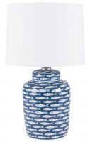 Pacific Lifestyle Schoal Blue and White Fish Detail Ceramic Table Lamp
