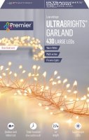 Premier Decorations UltraBrights Multi-Action Garland with Timer 430 LED - Warm White