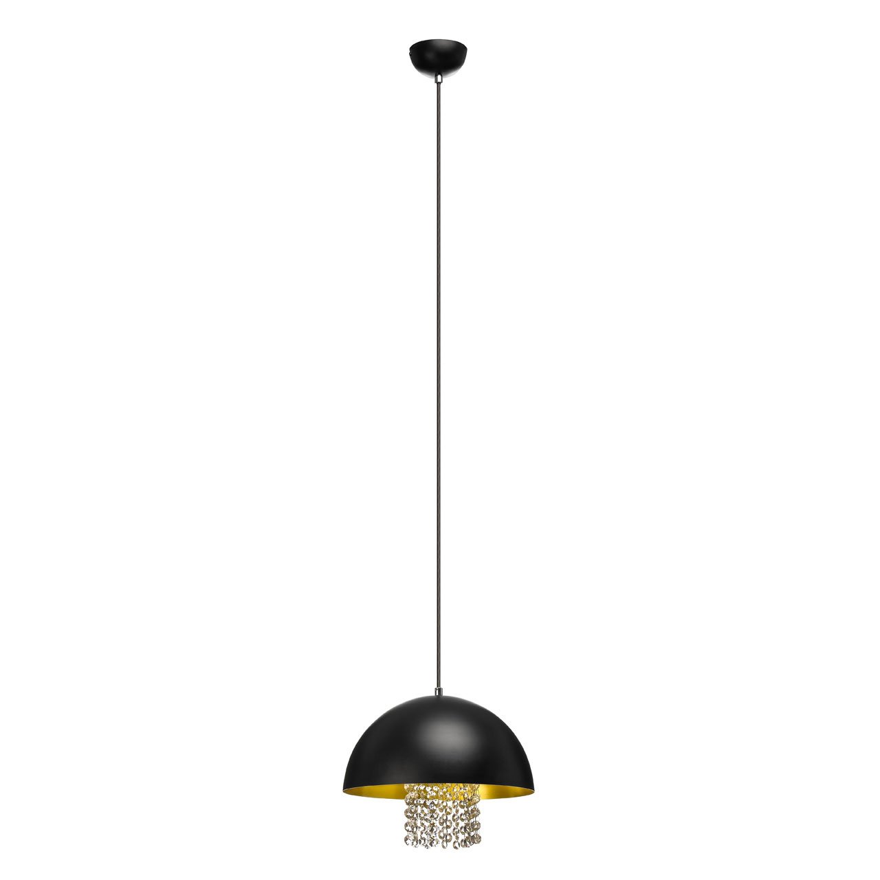 Black Metal And Gold Pendant Light With Crystal Drops At Barnitts