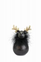 R&W Black & Gold Elk with Feather Boa 8 x 11cm