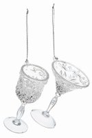 Premier Decorations Silver Wine Glass Decoration 10cm - Assorted