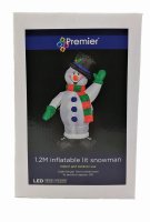 Premier Decorations 1.2m Inflatable Snowman with Top Hat and Scarf