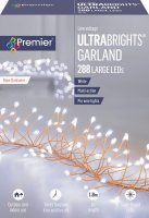 Premier Decorations UltraBright M/A Garland w/Timer 288LED-RG/Wh