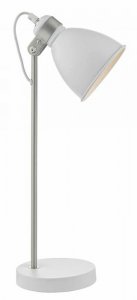 Dar Frederick Table Lamp White / Satin Chrome
