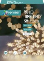 Premier Decorations Timelights Battery Operated Multi-Action 50 LED - Warm White with Clear Cable