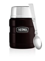 Thermos Matt Black Stainless Steel King Food Flask - 470ml