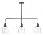 Dar Arvin 3 Light Bar Pendant Antique Chrome & Glass