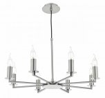 Dar Tyler 8 Light Height Adjustable Pendant Satin Nickel Without Shades