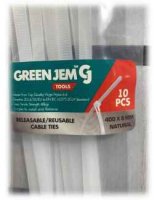 Green Jem Natural Quick Release Cable Ties - 400mm x 8mm - 10 Pack