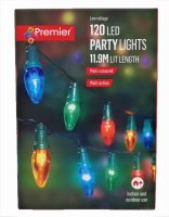 Premier Decorations 120 Multicoloured LED C6 Bulb Party Lights