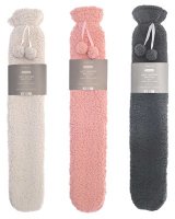 Country Club Teddy Fur Long Hot Water Bottle with Cover - Assorted Colours