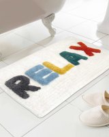 Country Club Relax Text Design Bath Mat 50 x 80cm - Multicoloured