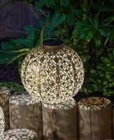 Smart Solar Damasquette Lantern - Gold