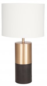 Pacific Lifestyle Wood & Metal Table Lamp with White Handloom Shade