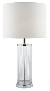 Dar Olalla Table Lamp Polished Chrome & Clear Glass w/IvoryShade