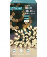 Premier Decorations Timelights Battery Operated Multi-Action 1000 LED with Green Cable - Warm White