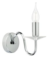 Dar Pique 1 Light Wall Bracket Polished Chrome Clear Crystal