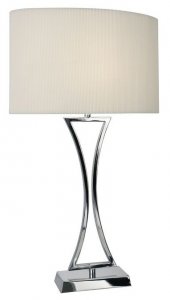 Dar Oporto Wavy Table Lamp Polished Chrome with Cream Oval Shade