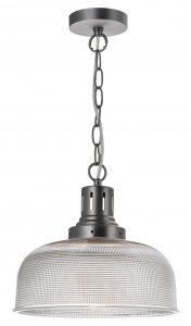 Dar Tack 1 Light Glass Pendant Industrial Nickel