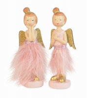 R&W Angel with Braids & Pink Feather Dress 12cm - Assorted