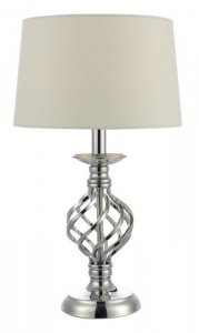 Dar Iffley Touch Table Lamp Polished Chrome w/Ivory Shade Small