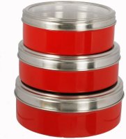Buckingham Set of Three Stainless Steel Cake Tins - Red
