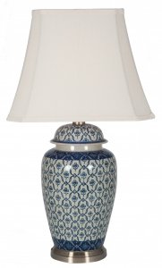 Pacific Lifestyle Chika Blue and White Ceramic Ginger Jar Table Lamp