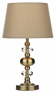 Dar Edith Table Lamp Antique Brass with Shade Touch