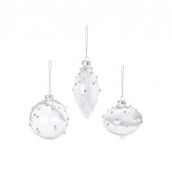 Premier Decorations 80-110mm Clear White Glass Ball/Onion Bauble - Assorted
