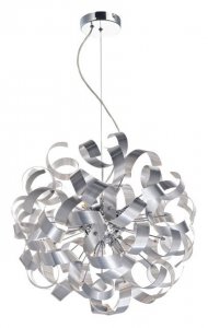 Dar Rawley 9 Light Ribbon Pendant Brushed Aluminium