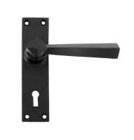 straight lever lock set black