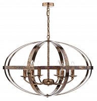 Dar Symbol 6 Light Pendant Petrol Copper