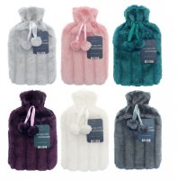 Country Club Hot Water Bottle with Luxury Faux Fur Cover - Assorted