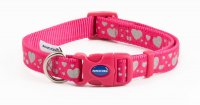 Ancol Adjustable Pink Reflective Hearts Dog Collar - Small