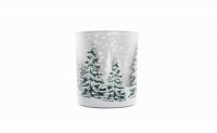 Jingles Glass Candle Holder with Snowy Trees 12.5cm