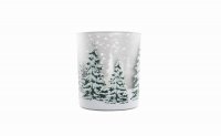 Jingles Glass Candle Holder with Snowy Trees 10cm