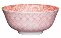 kitchencraft glazed stoneware bowl red damask 15.5x7.5cm