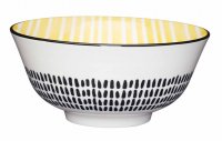 kitchencraft glazed stoneware bowl yellow stripe 15.5x7.5cm