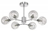 Dar Tyka 6 Light Semi Flush Polished Chrome & Glass