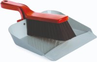 Casa&Casa Metal Dustpan & Brush Set - Grey/Red
