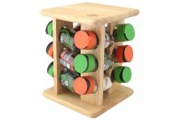 Apollo Housewares Filled Spice Carousel Rubber Wood 12 Jars