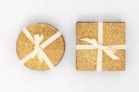 SiL Gold Glitter Enamel Coasters 10cm (Set of 4) - Assorted