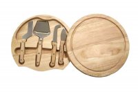 Apollo Rubberwood Cheese Board And Deluxe Knives