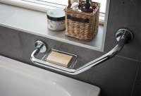 Miller Classic Angled Grab Bar with Basket - Chrome