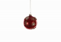 Jingles Red Glass Bauble with Gold Snowflake