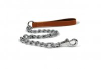 Ancol Leather Extra Heavy Chain Lead Tan - 80cm